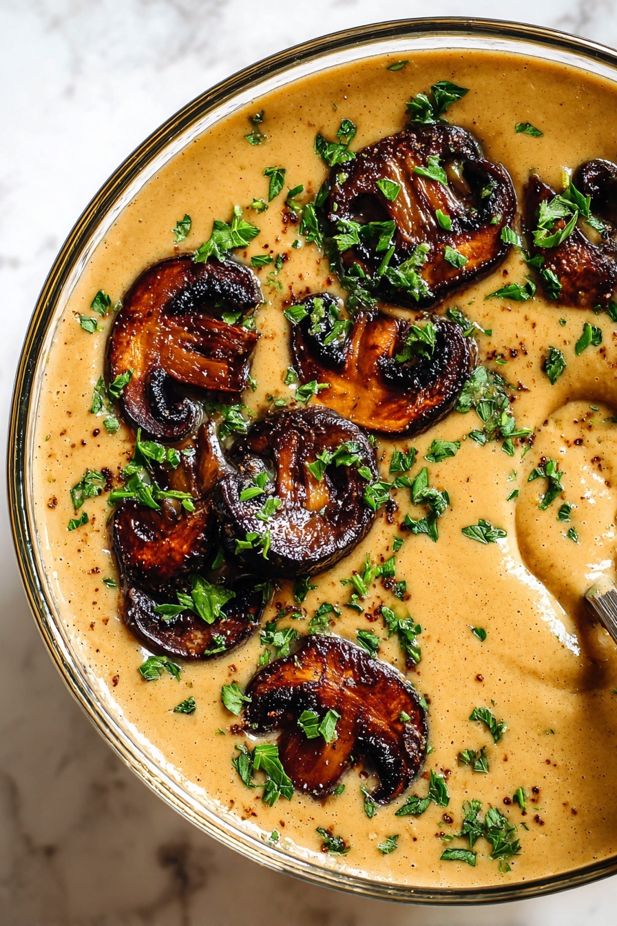 Creamy Mushroom Soup - Serving Suggestion