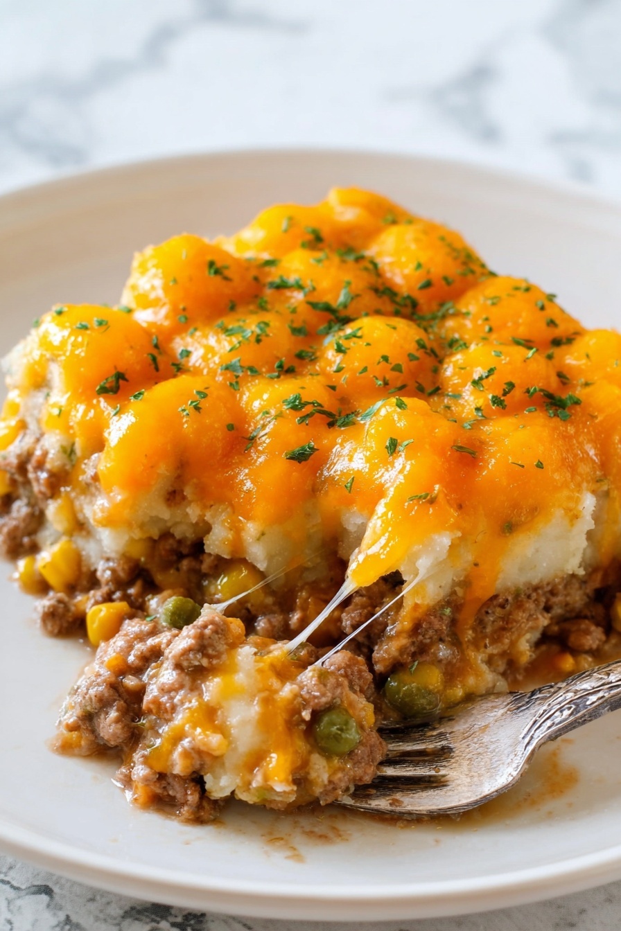Cheesy Ground Beef Tater Tot Casserole - Serving Suggestion