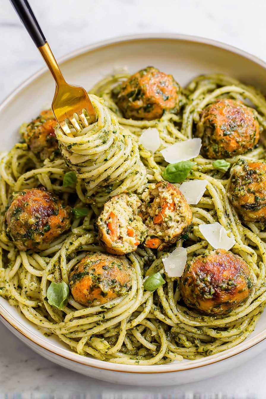 baked chicken pesto meatballs - Serving Suggestion