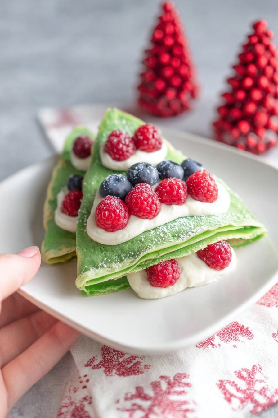 Christmas Tree Crepes - Serving Suggestion