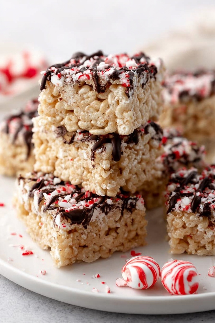 Peppermint Bark Rice Krispies - Serving Suggestion