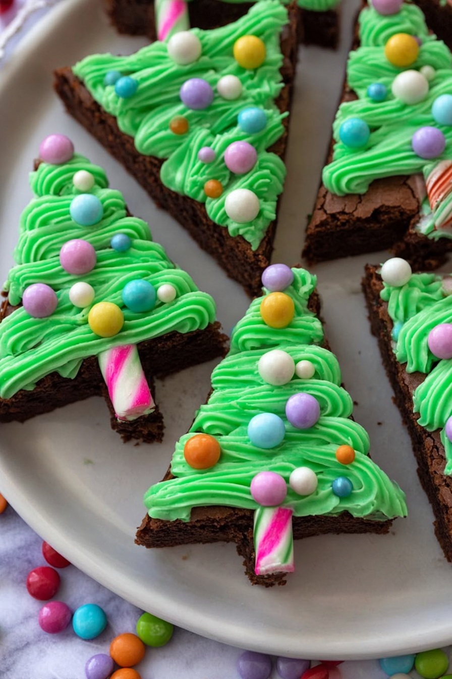 Christmas Tree Brownies - Serving Suggestion