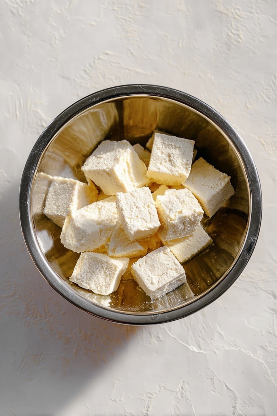 The image shows a bowl with white rice forming the bottom layer, topped with pieces of golden-orange tofu coated in a thick, creamy yellow curry sauce with visible spices. Bright green cilantro leaves are scattered across the top, adding fresh color, and there is a wedge of lime placed on one side inside the bowl. The bowl itself is dark with an octagonal shape. The bowl sits on a beige cloth surface next to a white plate holding lime slices and part of a green and white checked napkin is seen near a metal fork. The surface under everything is a white marbled texture photo taken with an iphone --ar 2:3 --v 7
