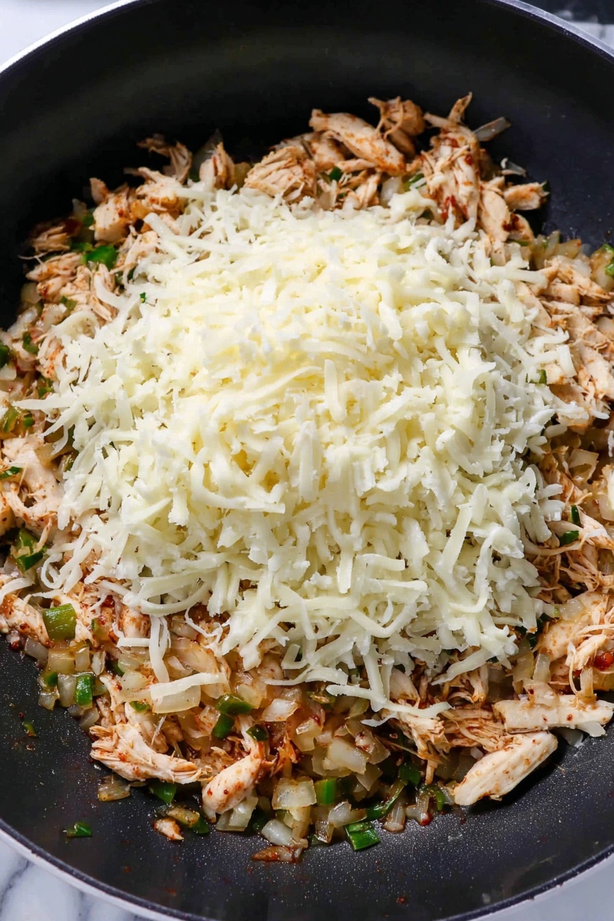 The dish shows five rolled tortillas filled with melted cheese and brown cooked filling, stacked side by side on a white plate. The tortillas have a golden-brown crispy texture on the outside with cheese slightly melting and oozing from the ends. On top of the tortillas, there are bright red chopped cherry tomatoes, green guacamole, and a light sprinkle of white cheese crumbs and chopped cilantro. Behind the rolled tortillas, there are small bowls with green guacamole and orange creamy sauce, along with a lime slice. The plate sits on a white marbled surface. Photo taken with an iphone --ar 2:3 --v 7
